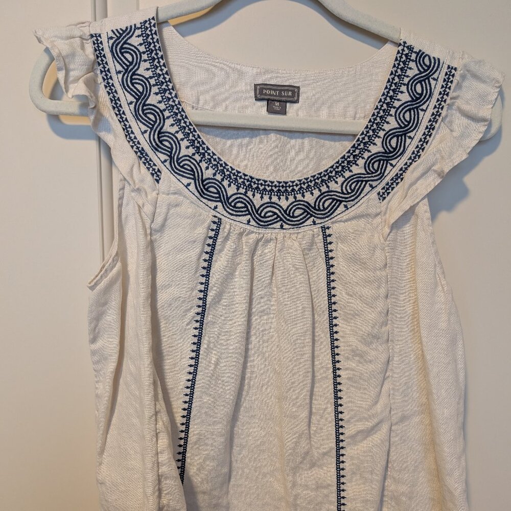J. Crew Point Sur Linen Top, M
